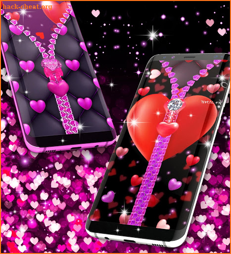 Heart zipper lock screen screenshot