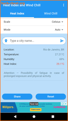 Heat Index and Wind Chill screenshot