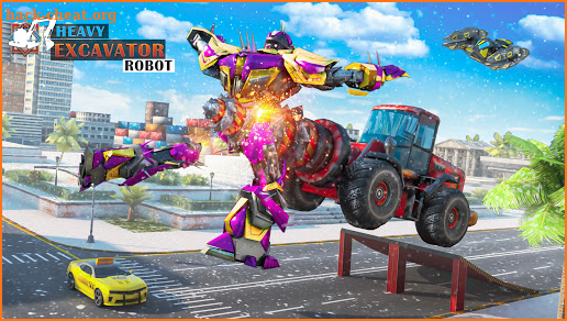 Heavy Excavator Robot Game: Helicopter Robot war screenshot