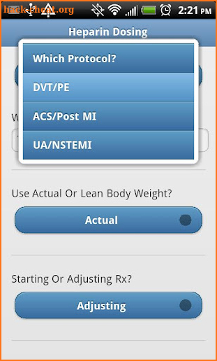 Heparin Dosing screenshot