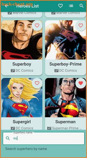 Heroes List screenshot