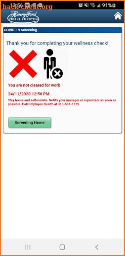 HFHS Employee Health Screening screenshot