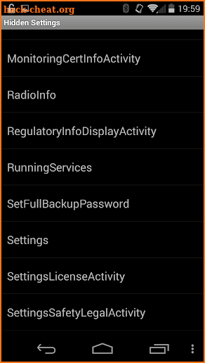 Hidden Android Settings screenshot