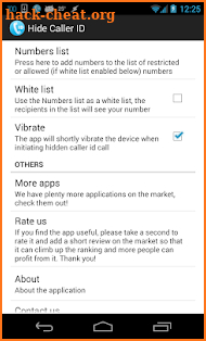 Hide Caller ID screenshot