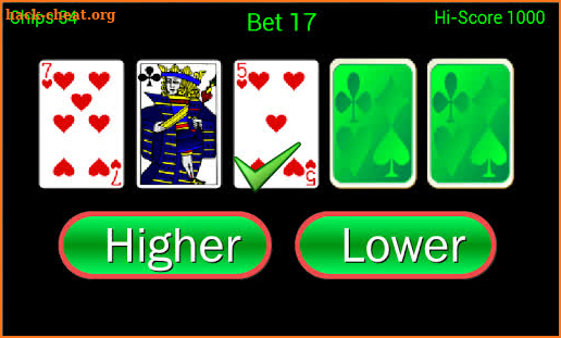 Higher or Lower Pro card game screenshot