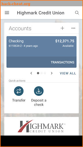 Highmark Credit Union screenshot