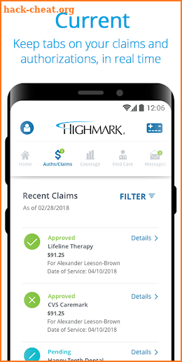 Highmark Plan screenshot