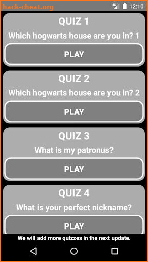 Hogwarts House Quiz screenshot