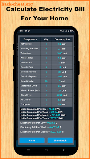 Home Electricity Calculator screenshot