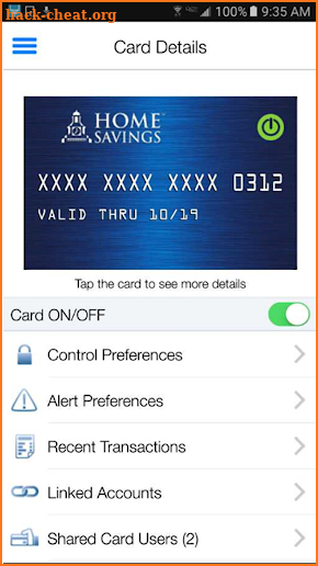 Home Savings CardControl screenshot