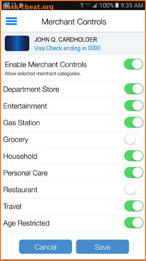 Home Savings CardControl screenshot