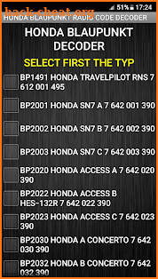 Honda Blaupunkt Radio Code Calculator screenshot