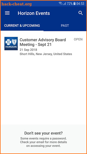 Horizon BCBSNJ Events screenshot