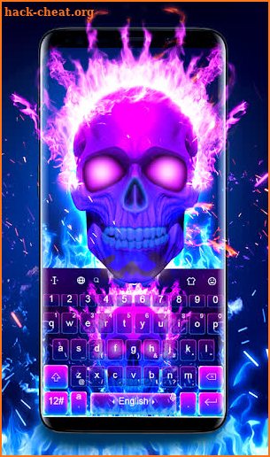 Horror Neon Fire Skull keyboard theme screenshot