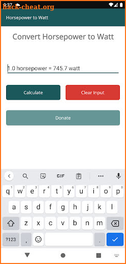 Horsepower to Watt screenshot