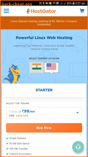 HostGator Dashboard : Website, Domain Name, Email screenshot