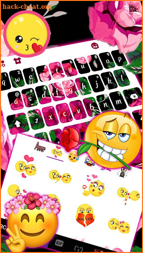 Hot Pink Roses Keyboard Theme screenshot