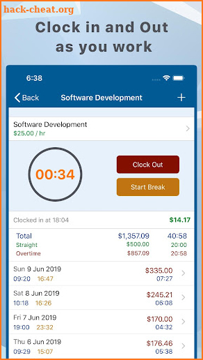 Hours and Pay Tracker: TimeLog screenshot