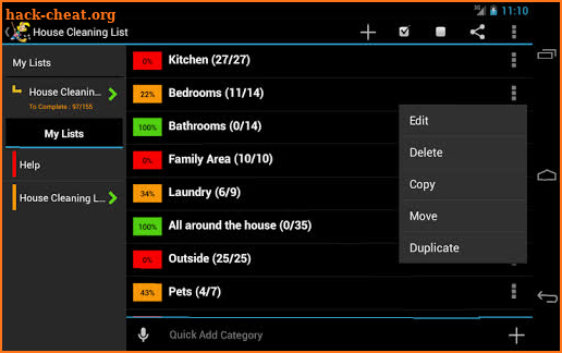 House Cleaning List screenshot