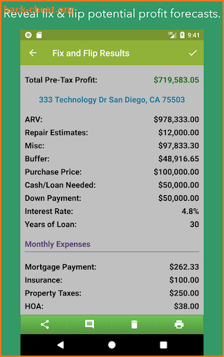 House Flip Analysis screenshot