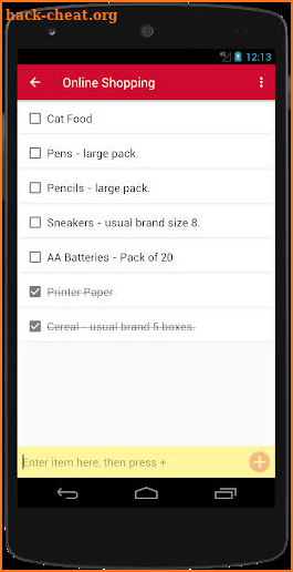 House Grocery List screenshot