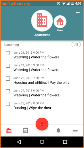 Housekeeping. Planner and reminder screenshot