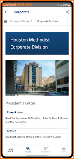 Houston Methodist Hub screenshot