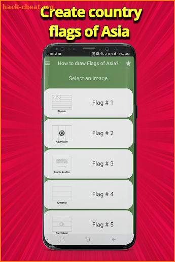 How to draw flags of Asia screenshot