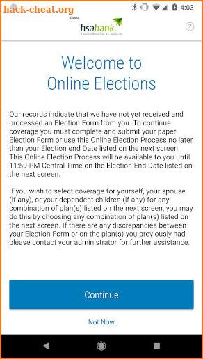 HSA Bank – COBRA screenshot