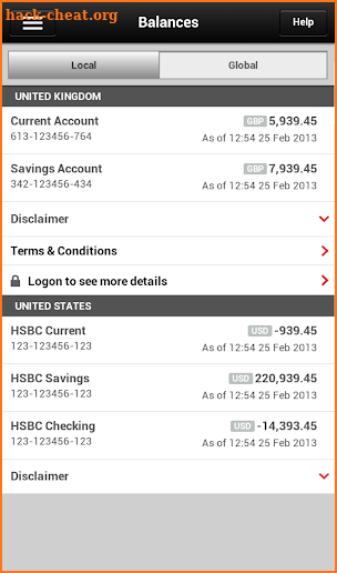 HSBC Mobile Banking screenshot