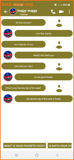 huggy wuggy fake call screenshot