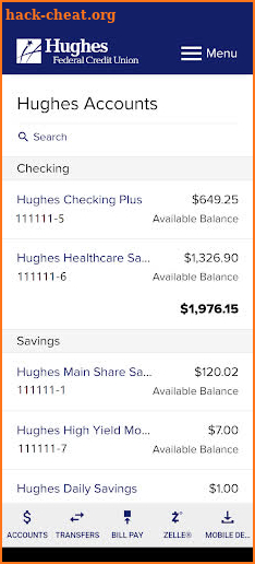 Hughes FCU Digital Banking screenshot