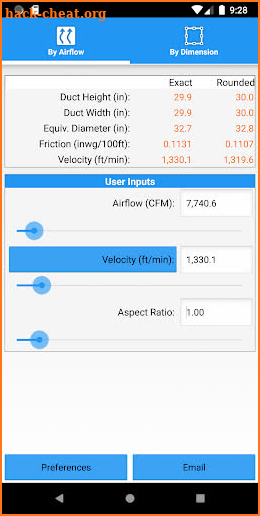 HVAC Duct Sizer Plus screenshot