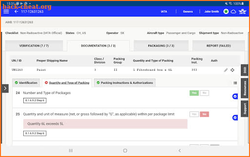 IATA DG AutoCheck screenshot