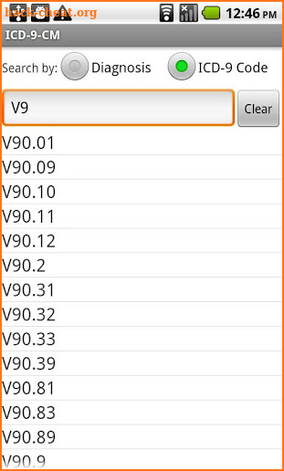 ICD-9-CM screenshot