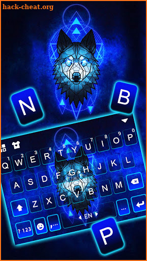 Ice Neon Wolf Keyboard Background screenshot