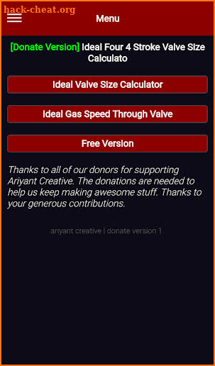 Ideal Four 4 Stroke Valve Size Calculato screenshot