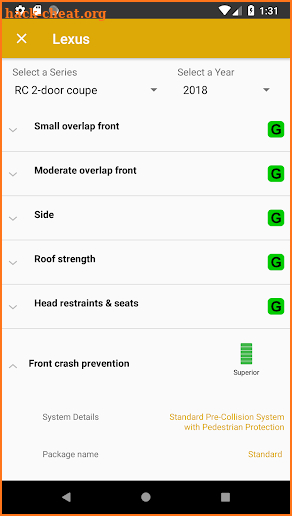 IIHS API Example App screenshot