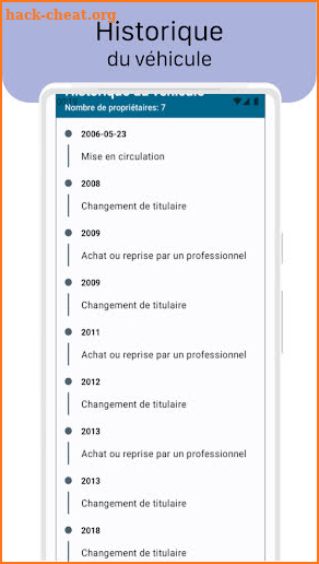 Immatriculation du véhicule screenshot