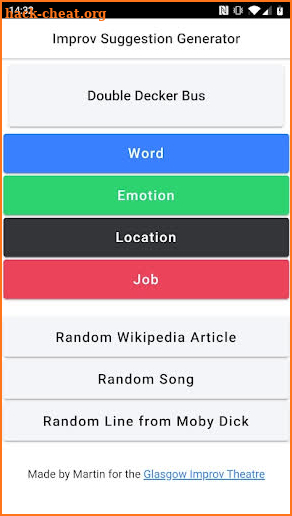 Improv Suggestion Generator screenshot