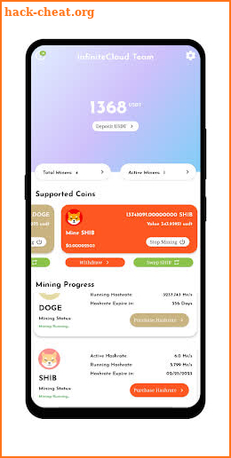 Infinity BTC SHIB Cloud Mining screenshot