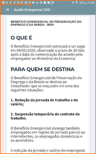 Informações | Auxílio Emergencial screenshot