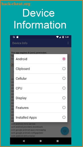 Information Capabilities of a Zero Permission App screenshot