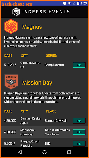 Ingress Events screenshot