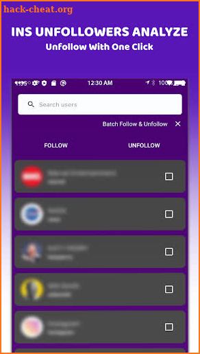 Ins Unfollowers Analyze screenshot