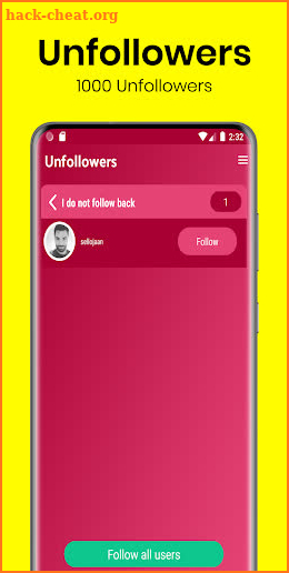 InstaReport Analysis Followers & Unfollowers screenshot