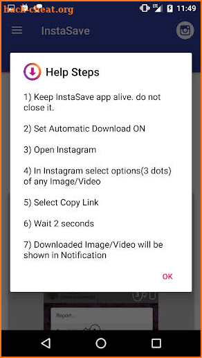 InstaSave to download Instagram Images and Videos screenshot