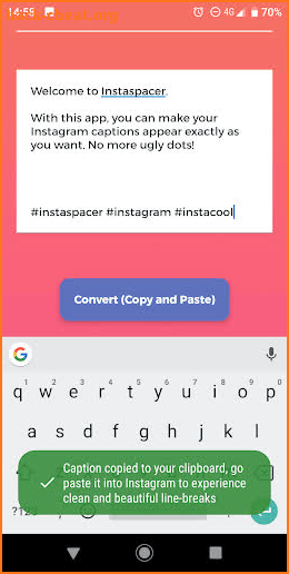 Instaspacer screenshot