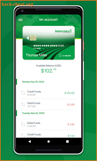 Intermex Payroll Card screenshot