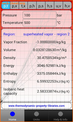 International Steam Tables screenshot